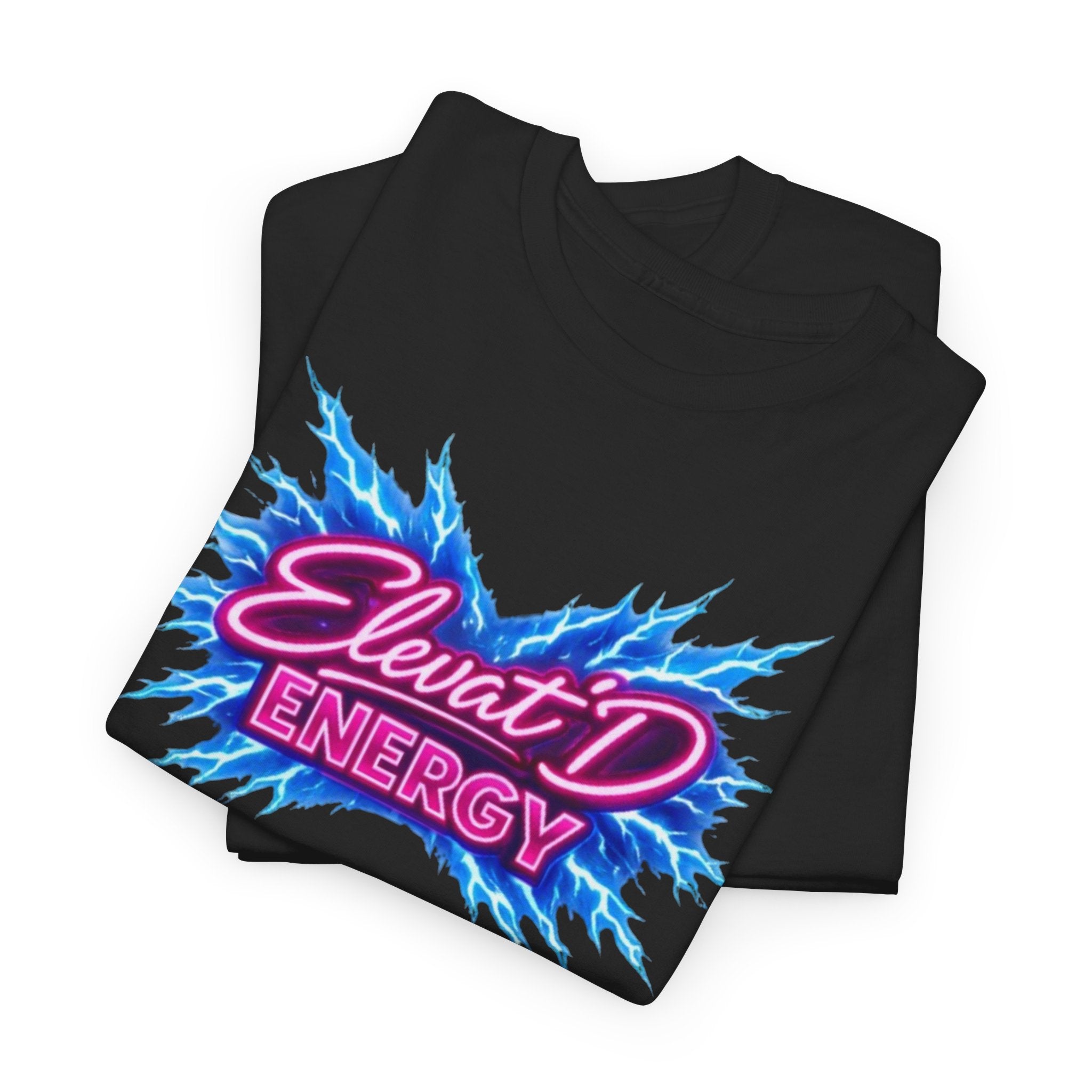 T-Shirt — "Elevat'D Energy" Neon Lightning Graphic Tee