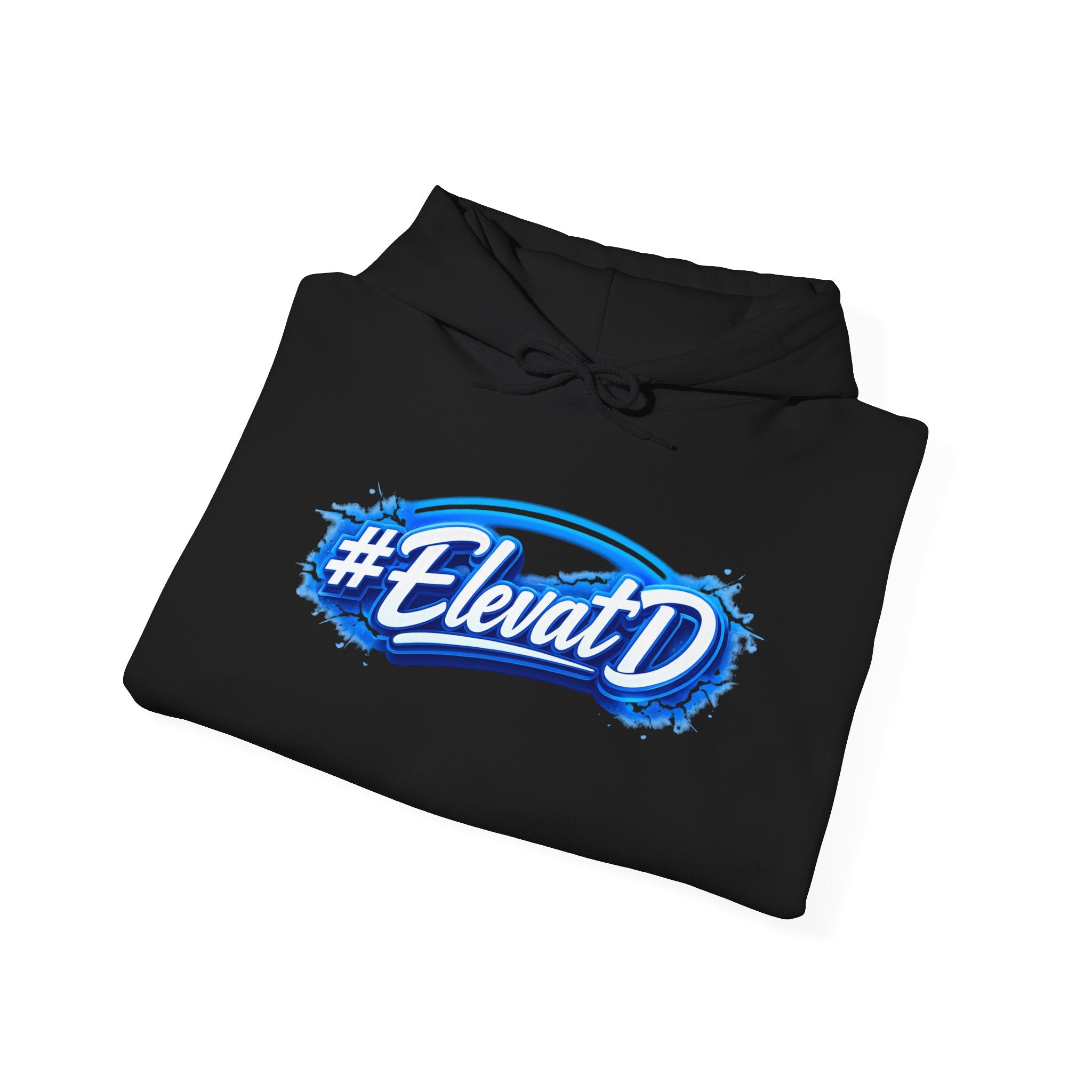 #ElevatD Hoodie — Bold Blue Script Graphic Hooded Sweatshirt