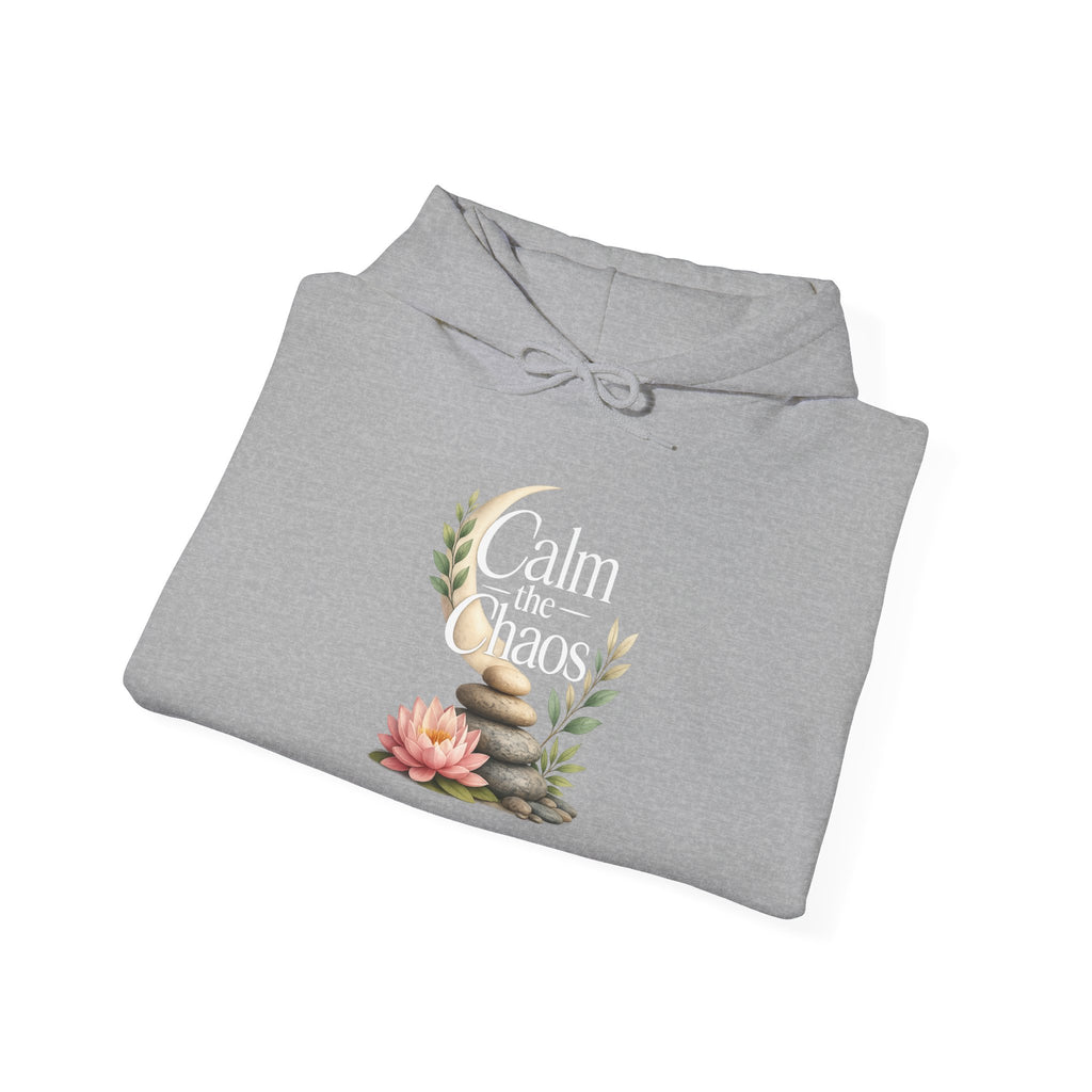 Calm the Chaos Hoodie — Floral Crescent Moon Comfort Pullover