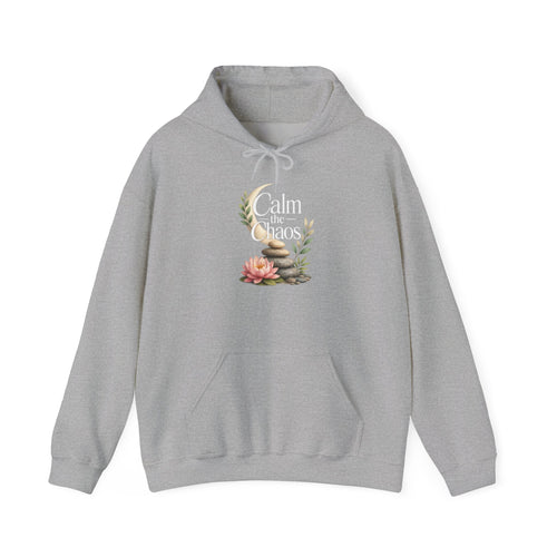 Calm the Chaos Hoodie — Floral Crescent Moon Comfort Pullover