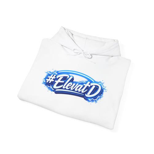 #ElevatD Hoodie — Bold Blue Script Graphic Hooded Sweatshirt